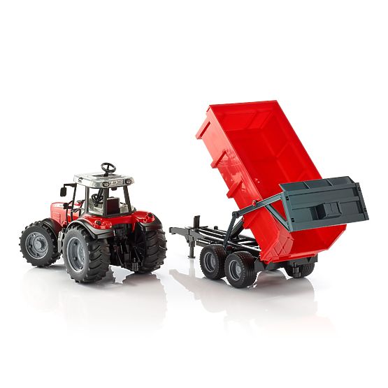 Trattore Bruder MASSEY FERGUSON con rimorchio ribaltabile rosso