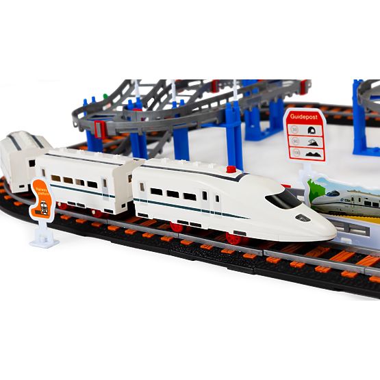 Trenino e auto a batteria due piste città 108 elementi