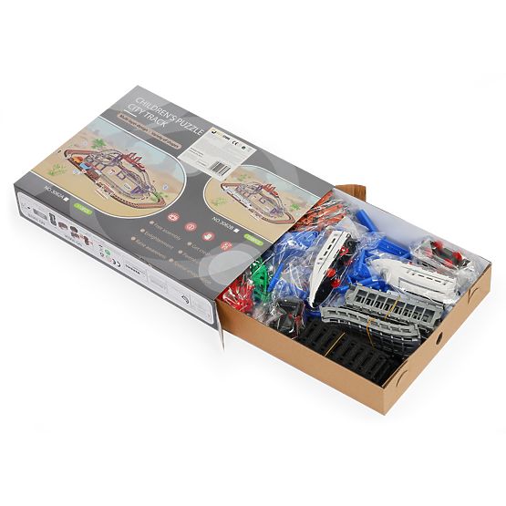 Trenino e auto a batteria due piste città 108 elementi