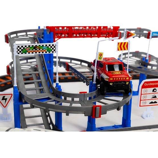 Trenino e auto a batteria due piste città 108 elementi