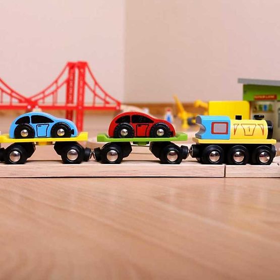 Treno merci Bigjigs Rail con vagoni e binari