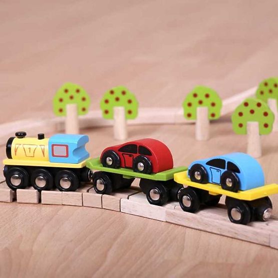 Treno merci Bigjigs Rail con vagoni e binari