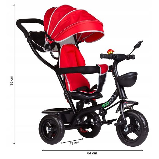 Triciclo Raven con barra di guida e sedile girevole - rosso