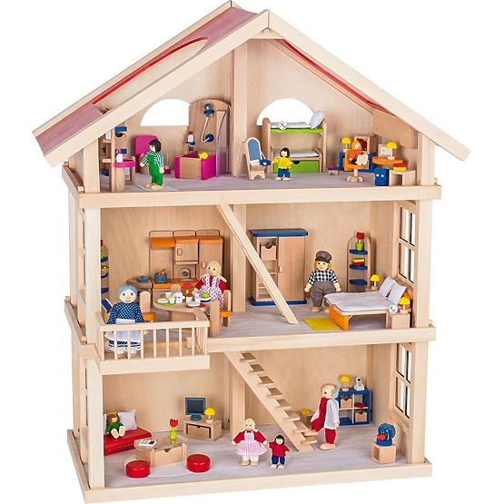 Una grande casa delle bambole in legno