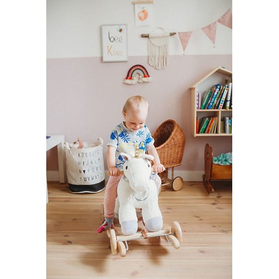 Unicorno a dondolo con ruote