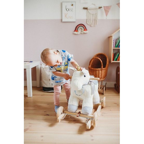 Unicorno a dondolo con ruote