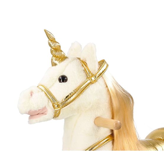 Unicorno dondolo dorato con ruote