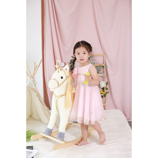 Unicorno dondolo dorato con ruote