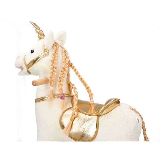 Unicorno dondolo dorato con ruote