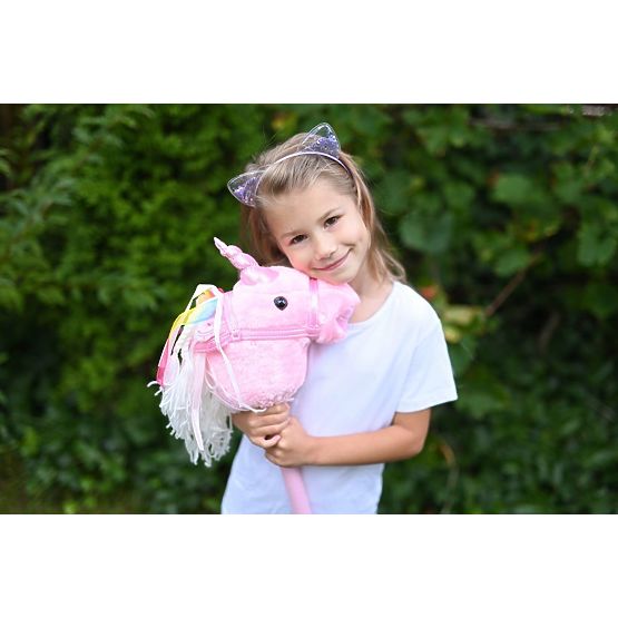 Unicorno su bastone Rosa Hobby Horse