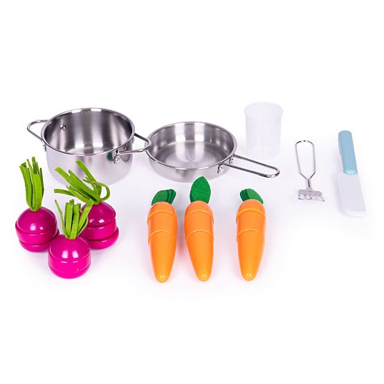 Grande cucina in legno per bambini con stand di verdure e accessori ECOTOYS