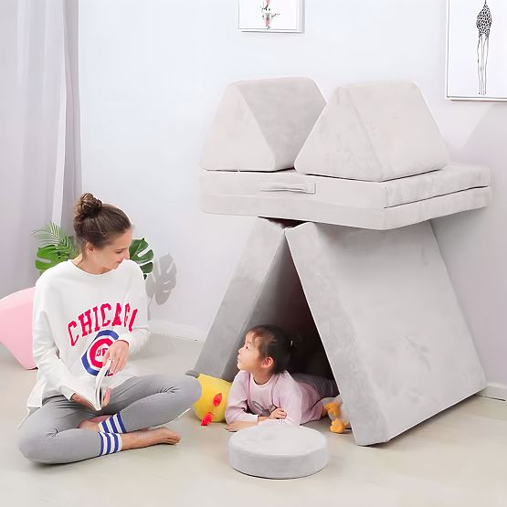 Grande divano modulare pieghevole per bambini DIY 8 cuscini morbidi - grigio ECOTOYS