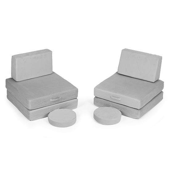 Grande divano modulare pieghevole per bambini DIY 8 cuscini morbidi - grigio ECOTOYS