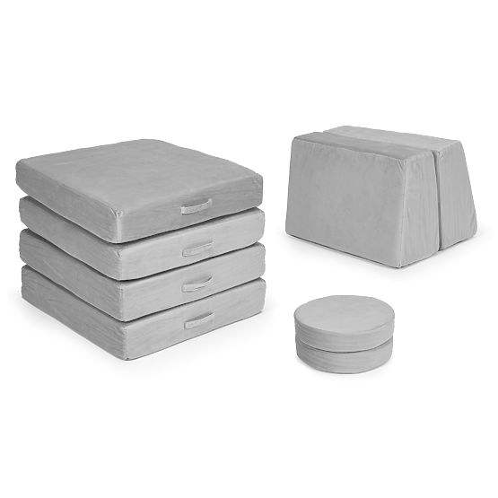 Grande divano modulare pieghevole per bambini DIY 8 cuscini morbidi - grigio ECOTOYS