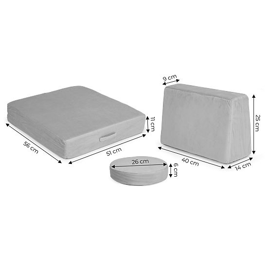 Grande divano modulare pieghevole per bambini DIY 8 cuscini morbidi - grigio ECOTOYS