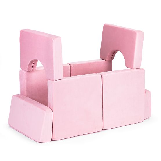Grande divano modulare pieghevole per bambini per 2 persone DIY 10 cuscini morbidi - rosa ECOTOYS