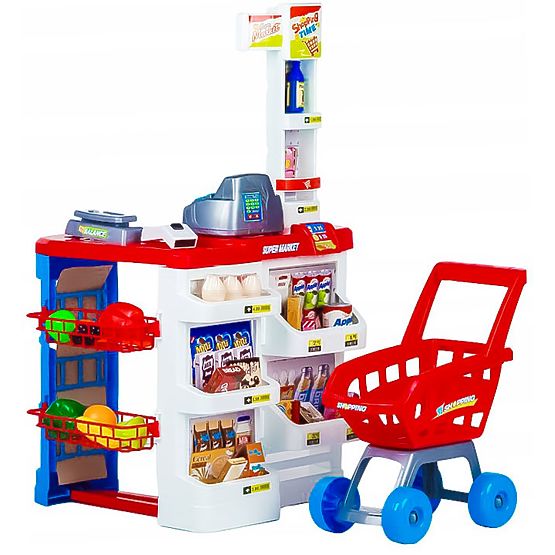 Grande negozio con cassa Supermercato stand per bambini con cassa, bilancia e scanner