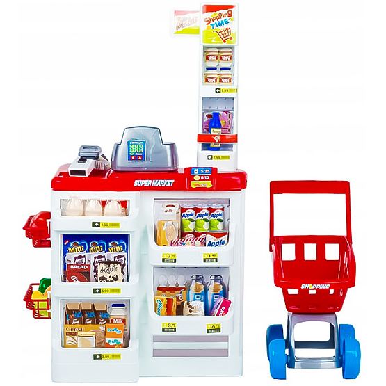 Grande negozio con cassa Supermercato stand per bambini con cassa, bilancia e scanner