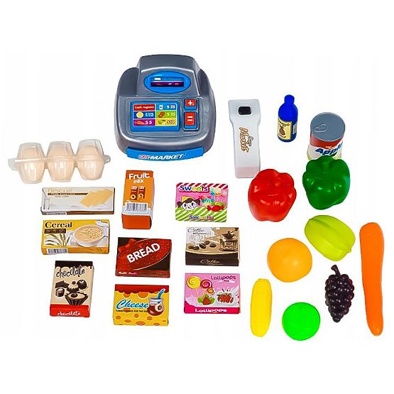 Grande negozio con cassa Supermercato stand per bambini con cassa, bilancia e scanner
