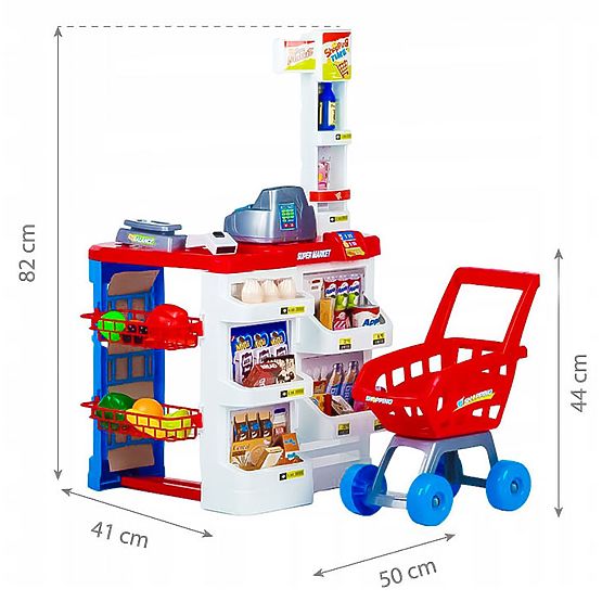 Grande negozio con cassa Supermercato stand per bambini con cassa, bilancia e scanner
