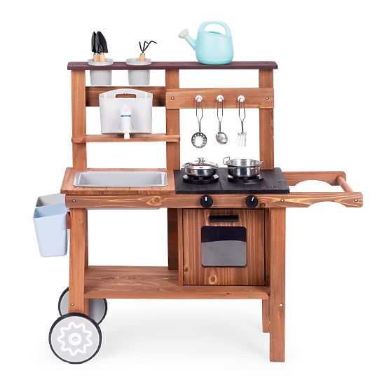 Cucina fangosa da esterno per bambini con accessori in legno di abete ECOTOYS