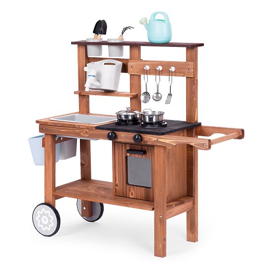 Cucina fangosa da esterno per bambini con accessori in legno di abete ECOTOYS