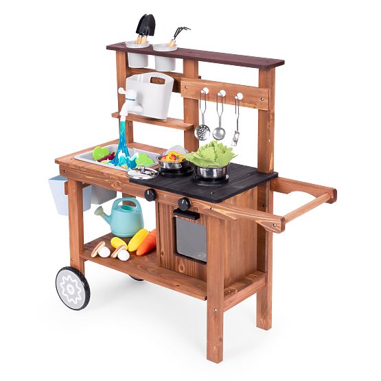 Cucina fangosa da esterno per bambini con accessori in legno di abete ECOTOYS