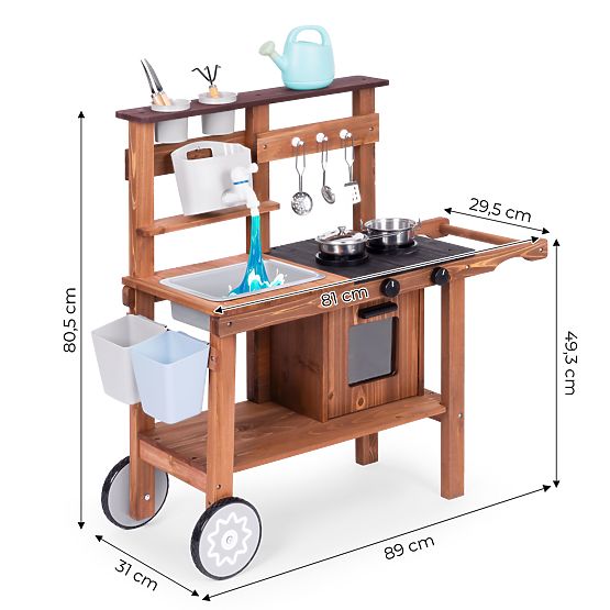 Cucina fangosa da esterno per bambini con accessori in legno di abete ECOTOYS