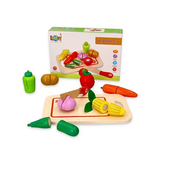 Verdure in legno con tagliere
