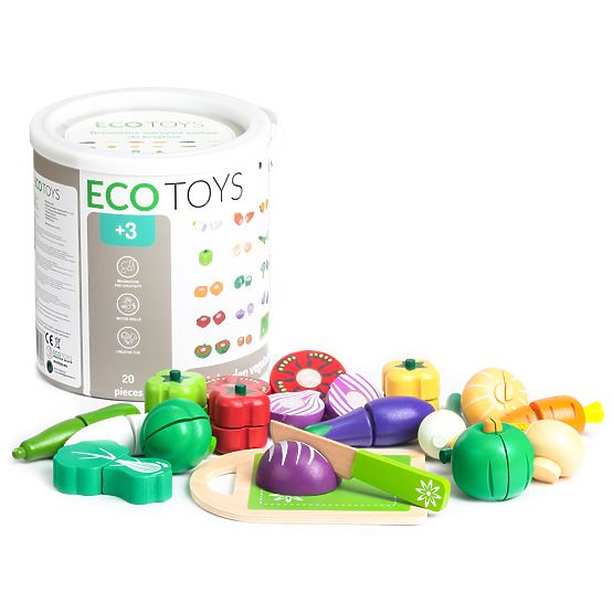 Verdure in legno da tagliare per bambini 20 pezzi ECOTOYS