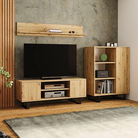 Vetrina Fondi gambe in metallo Rovere artigiano