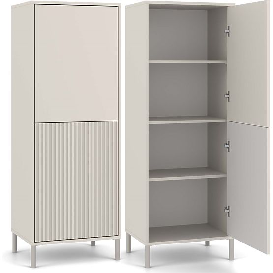 Vetrina KAMARO 2DK SLIM/LISCIO CASHMERE Lamellare Rigato + Pannello Frontale Classico