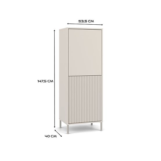 Vetrina KAMARO 2DK SLIM/LISCIO CASHMERE Lamellare Rigato + Pannello Frontale Classico