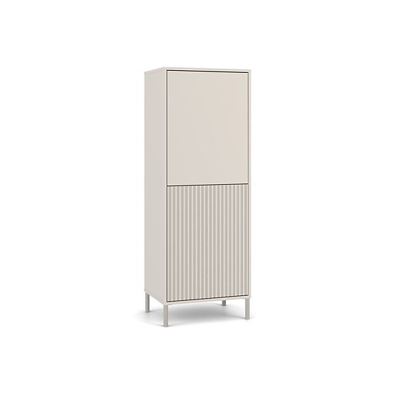 Vetrina KAMARO 2DK SLIM/LISCIO CASHMERE Lamellare Rigato + Pannello Frontale Classico