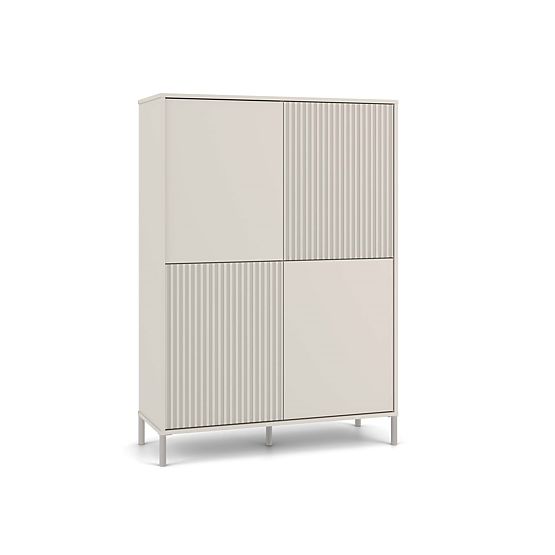 Vetrina KAMARO 4DK SLIM/LISCIO CASHMERE 4 Porte Lamelle Rigate + Frontale Classico