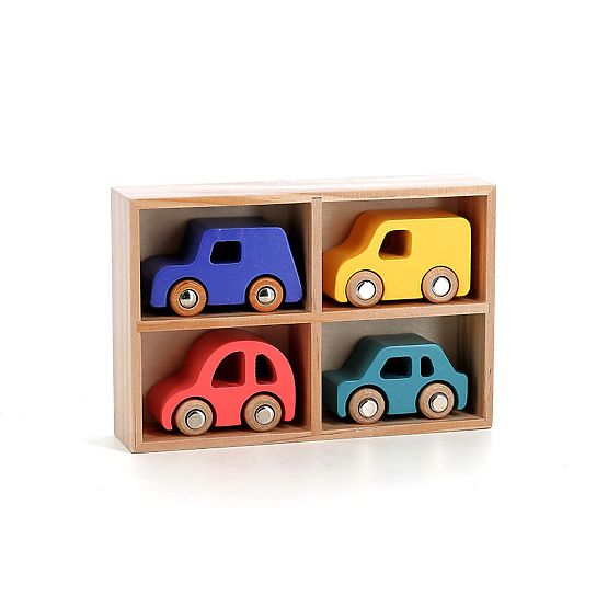 Vilac Set di 4 macchinine in legno City Vilacity
