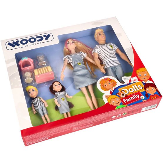 Woodyland Famiglia Moderna di Bambole con Animali