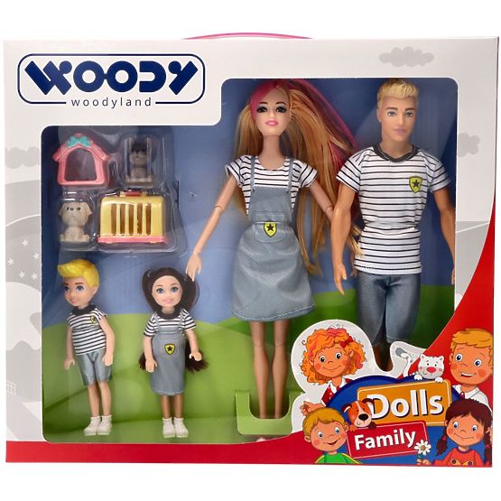 Woodyland Famiglia Moderna di Bambole con Animali