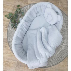 Lettino in vimini con attrezzatura per bebè - grigio, Ourbaby