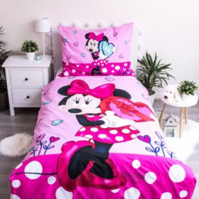 Biancheria da letto per bambini 140 x 200 cm + 70 x 90 cm Cuori di Minnie, Sweet Home, Minnie Mouse
