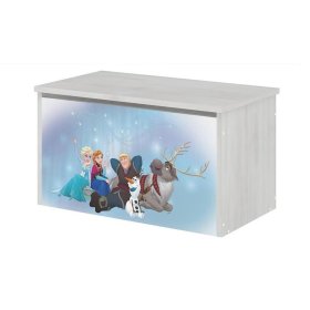 Cassapanca in legno per giocattoli Disney - Ice Kingdom - decoro pino norvegese, BabyBoo, Frozen