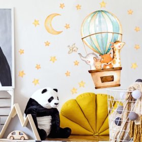 Adesivo murale - Animali in mongolfiera, Housedecor