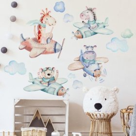 Adesivo murale - Animali in aereo, Housedecor