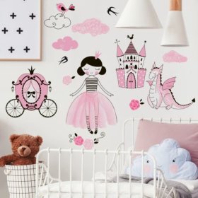 Adesivo Adesivo murale - Principessa e drago, Housedecor