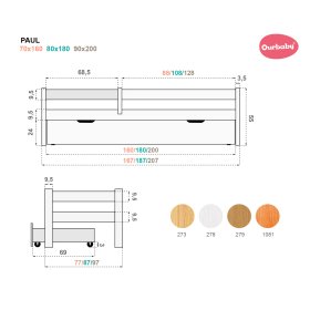 Letto per bambini Paul con barriera - bianco