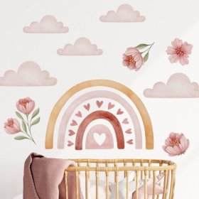 Adesivo murale - Arcobaleno con fiori, Housedecor
