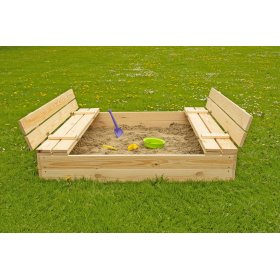 Recinto con sabbia per bambini chiudibile con panchine - 120x120 cm