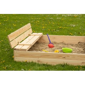 Sandbox per bambini chiudibile a chiave con panche - 120x120 cm