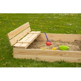 Recinto con sabbia per bambini chiudibile con panchine - 120x120 cm