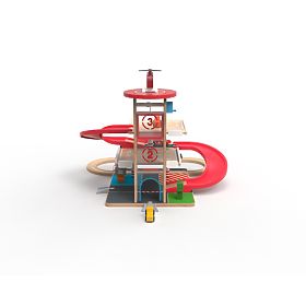 2Kids Toys Garage in legno con pista per treni